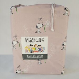 2025 Peanuts Snoopy Spring Blowing Dandelion Wish Poof Pink Twin Sheets Set 3pc